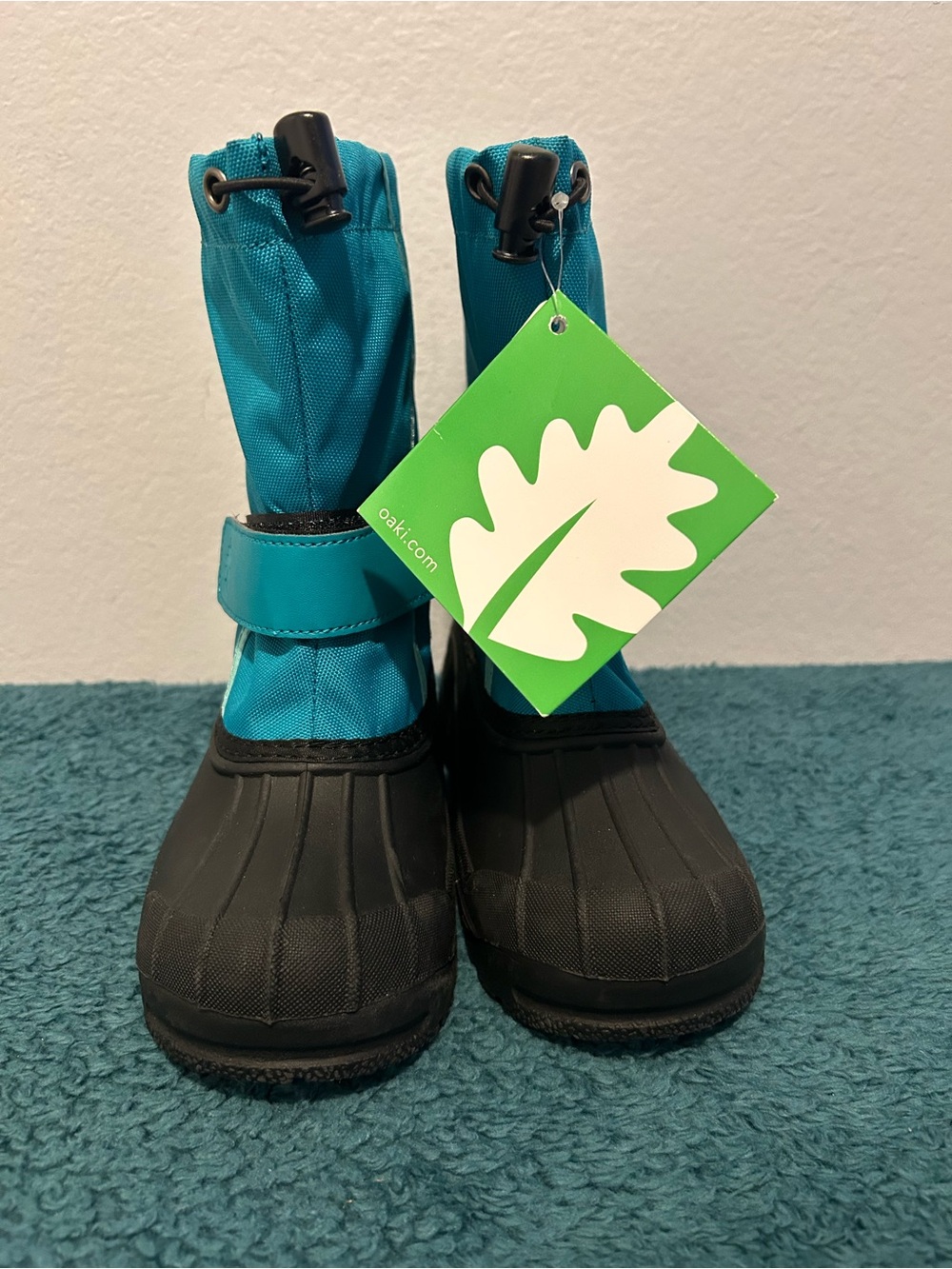 OAKI Kids Teal and Black Waterproof Snow Boots Size 1